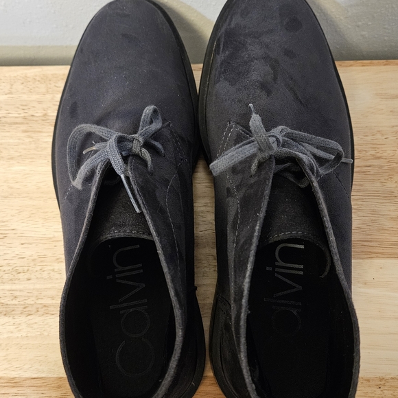 Calvin Klein Warren Chukka Boots Mens Size 9.5 Black Suede Lace Up Ankle - Picture 6 of 7